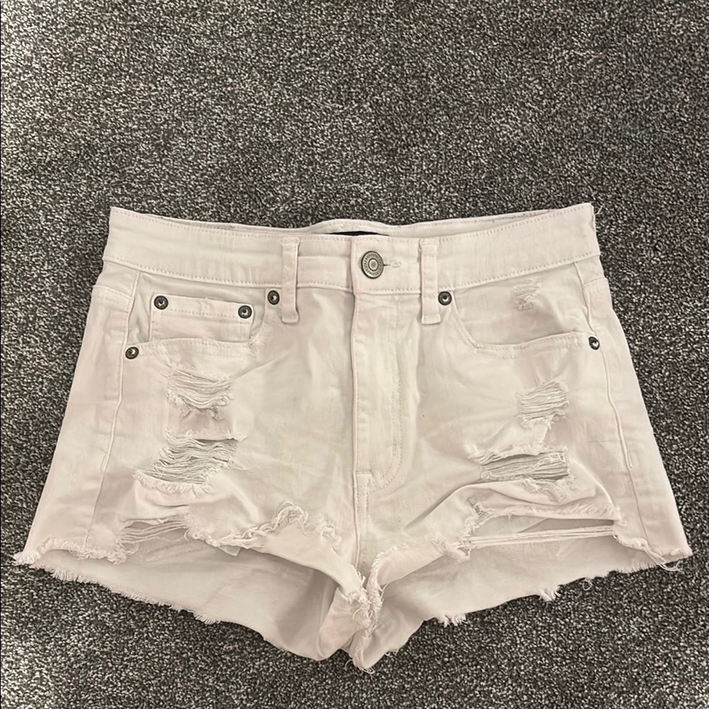 Aeropostale Women's Distressed Jean Shorts in Cream